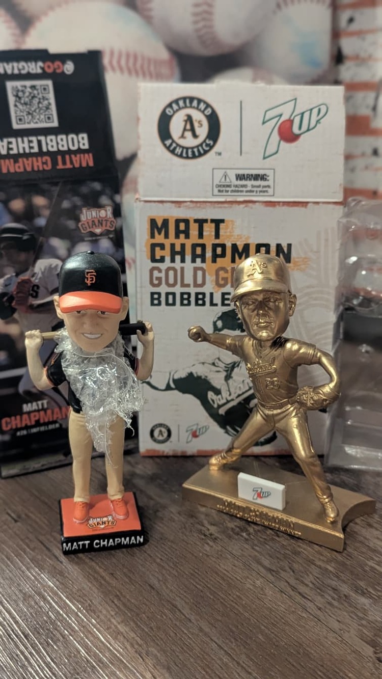 LOT of 2 Matt Chapman Bobbleheads Gold Glove Award & Junior Giants SF SGA NIB